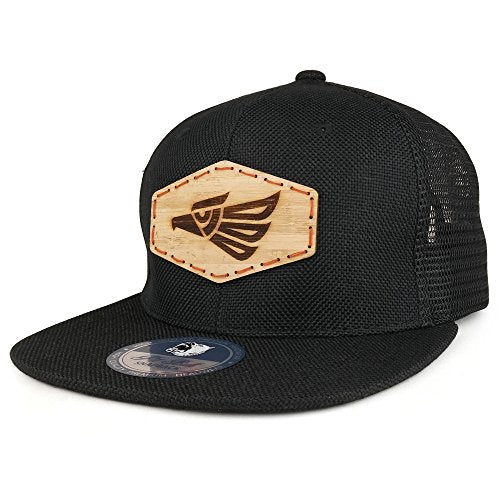 Trendy Apparel Shop Hecho EN Mexico Eagle Wood Patched Canvas Flat Bill Snapback Mesh Cap