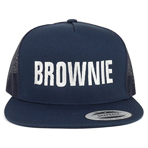 Trendy Apparel Shop Brownie Embroidered 5 Panel Flat Bill Mesh Cap