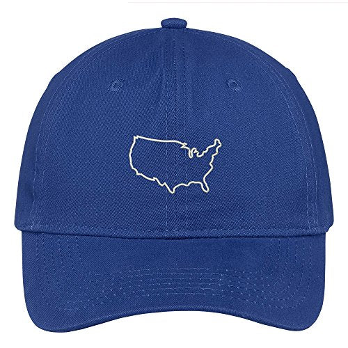 Trendy Apparel Shop United States Outline Map Embroidered Low Profile Soft Cotton Brushed Baseball Cap