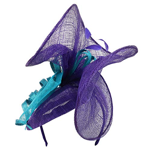 Trendy Apparel Shop Curly Meshed Ribbon Bow Decorated Sinamay Fascinator