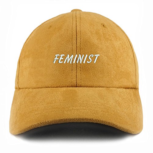 Trendy Apparel Shop Feminist Embroidered Faux Suede Leather Adjustable Cap