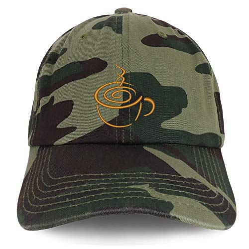 Trendy Apparel Shop Coffee Cup Embroidered Soft Crown 100% Brushed Cotton Cap