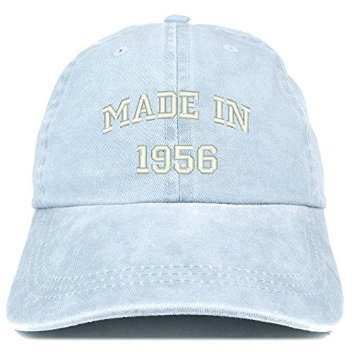 Trendy Apparel Shop Made in 1955 Text Embroidered 65th Birthday Washed Cap