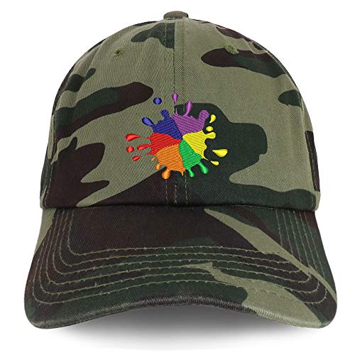 Trendy Apparel Shop Rainbow Color Splash Embroidered Brushed Cotton Cap