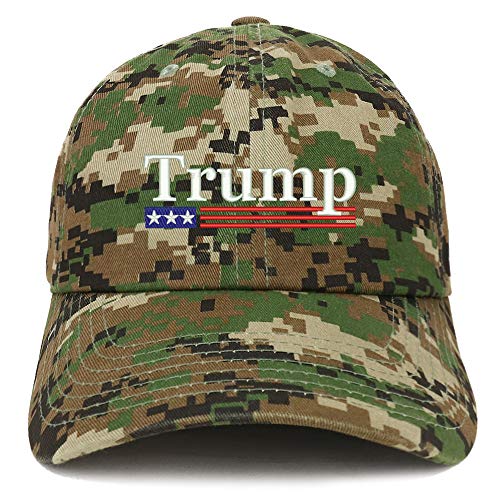 Trendy Apparel Shop Trump USA Flag Embroidered 100% Cotton Adjustable Cap Dad Hat