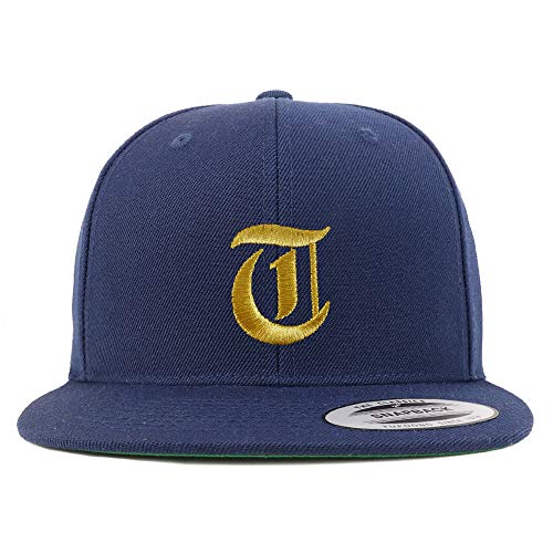 Trendy Apparel Shop Old English Gold T Embroidered Snapback Flatbill Baseball Cap