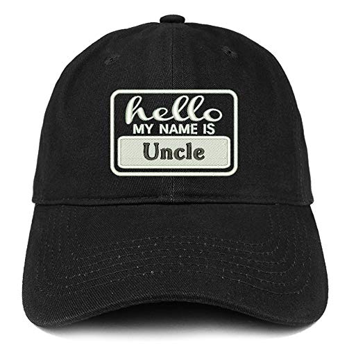 Trendy Apparel Shop Hello My Name is Uncle Soft Crown 100% Brushed Cotton Cap