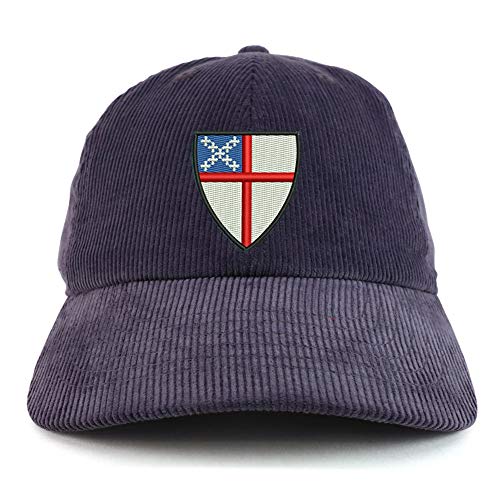 Trendy Apparel Shop Episcopal Shield Cotton Corduroy Unstructured Baseball Cap