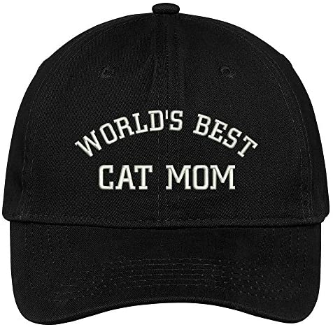 Trendy Apparel Shop World's Best Cat Mom Embroidered Low Profile Deluxe Cotton Cap