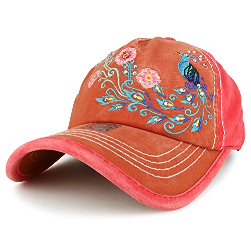 Trendy Apparel Shop Peacock Embroidered Stitch Multi Color Baseball Cap