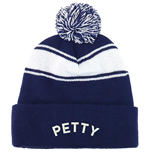 Trendy Apparel Shop Petty Embroidered Two Tone Pom Striped Long Beanie Hat