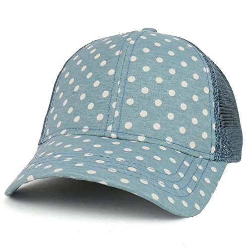 Trendy Apparel Shop Women's Polka Dots Printed Mesh Back Trucker Cap