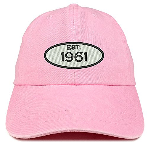 Trendy Apparel Shop Established 1961 Embroidered 60th Birthday Gift Pigment Dyed Washed Cotton Cap