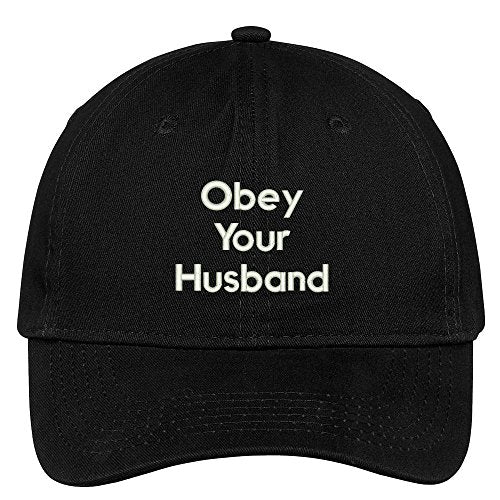 Trendy Apparel Shop Obey Your Husband Embroidered Brushed 100% Cotton Baseball Cap