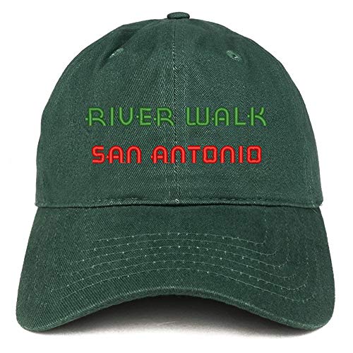 Trendy Apparel Shop River Walk San Antonio Text Embroidered Soft Crown 100% Brushed Cotton Cap