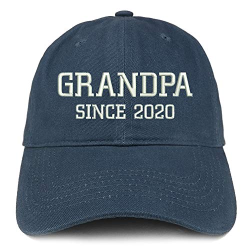 Trendy Apparel Shop Grandpa Since 2020 Embroidered Soft Crown 100% Brushed Cotton Cap