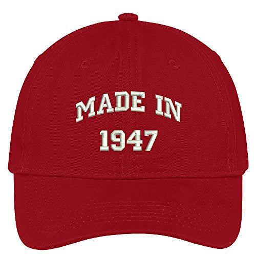 Trendy Apparel Shop Made in 1947-72nd Birthday Embroidered Brushed Cotton Baseball Cap