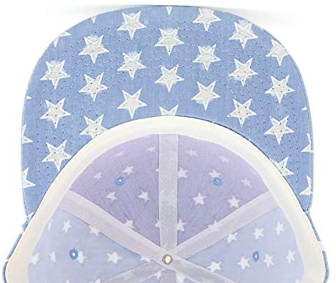 Trendy Apparel Shop Distressed Stars Printed Flatbill Snapback Baseball Cap - Blue