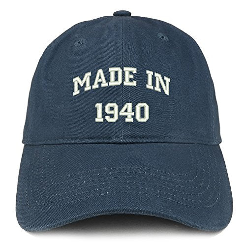 Trendy Apparel Shop Made in 1940 Text Embroidered 81st Birthday Brushed Cotton Cap
