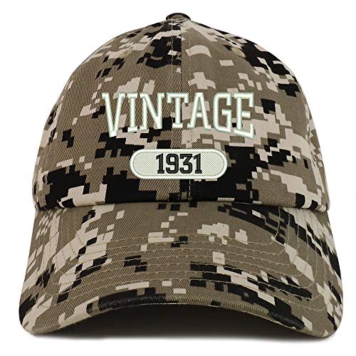 Trendy Apparel Shop 90th Birthday Vintage 1931 Soft Crown Brushed Cotton Cap