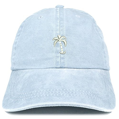 Trendy Apparel Shop Palm Tree Solid White Embroidered Washed Cotton Adjustable Cap