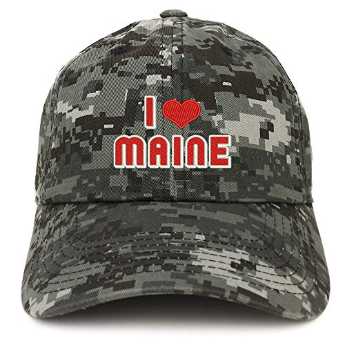 Trendy Apparel Shop I Love Maine Embroidered Soft Crown 100% Brushed Cotton Cap