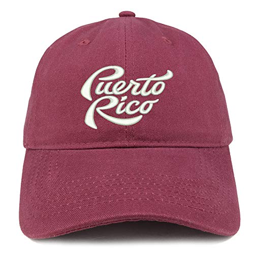 Trendy Apparel Shop Puerto Rico Script Embroidered Soft Crown 100% Brushed Cotton Cap