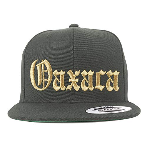 Trendy Apparel Shop Old English Oaxaca Gold Embroidered Flatbill Snapback Baseball Cap