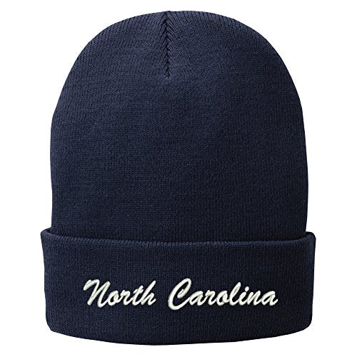 Trendy Apparel Shop North Carolina Embroidered Winter Folded Long Beanie