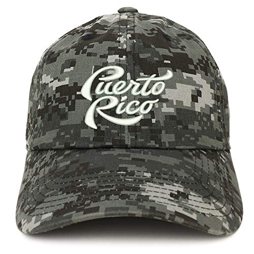 Trendy Apparel Shop Puerto Rico Script Embroidered Soft Crown 100% Brushed Cotton Cap