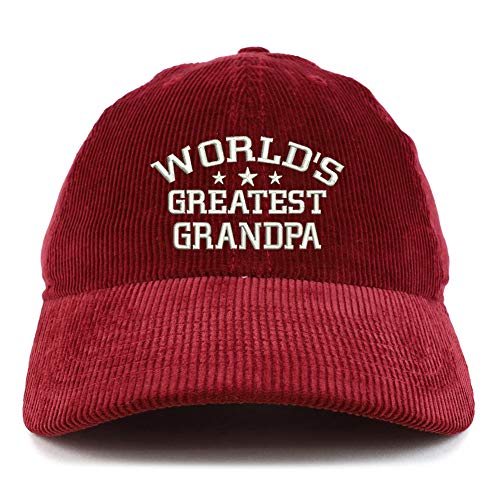Trendy Apparel Shop World's Greatest Grandpa Corduroy Unstructured Baseball Cap
