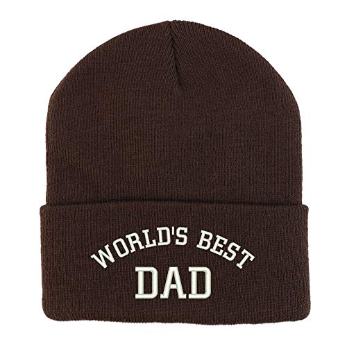 Trendy Apparel Shop World's Best Dad Cotton Embroidered Long Cuff Beanie