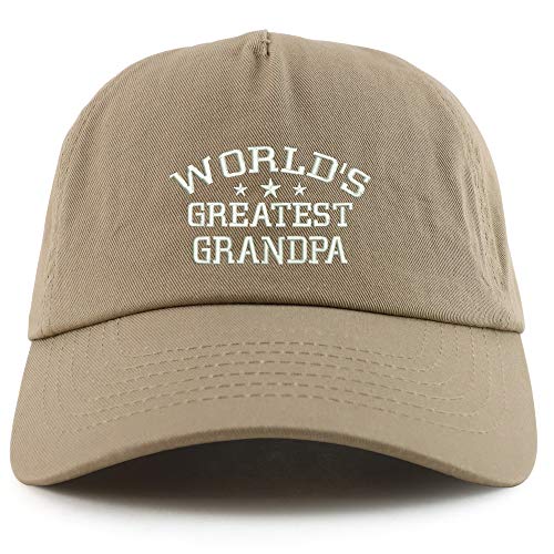 Trendy Apparel Shop World's Greatest Grandpa Embroidered 5 Panel Unstructured Soft Crown Baseball Cap