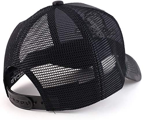 Trendy Apparel Shop Flame Skull Trucker Nyon Camo Trucker Mesh Baseball Cap