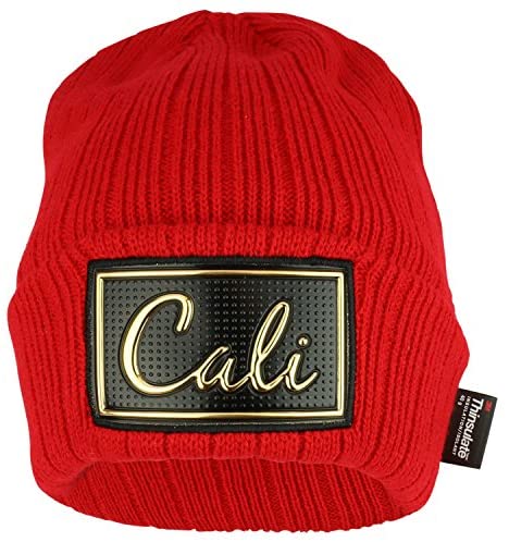 Trendy Apparel Shop Cali Text Patch Embroidered Beanie Hat with 3M Thinsulate