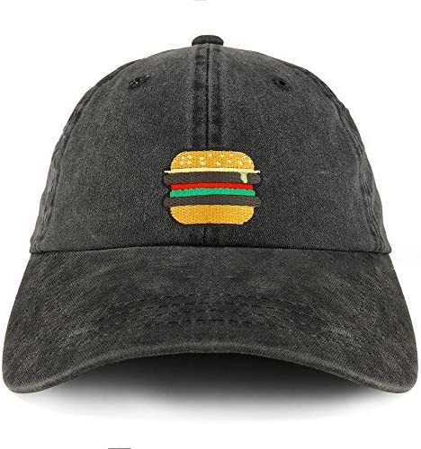 Trendy Apparel Shop Burger Patch Pigment Dyed Cotton Twill Unstructured Dad Hat