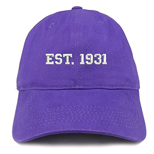 Trendy Apparel Shop EST 1931 Embroidered - 90th Birthday Gift Soft Cotton Baseball Cap