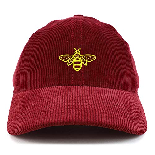Trendy Apparel Shop Bee Embroidered Cotton Corduroy Unstructured Baseball Cap