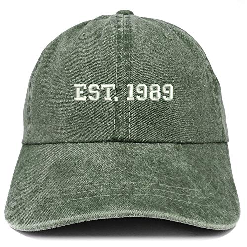 Trendy Apparel Shop EST 1988 Embroidered - 32nd Birthday Gift Pigment Dyed Washed Cap