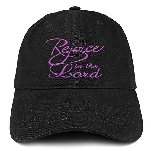 Trendy Apparel Shop Rejoice in The Lord Embroidered Soft Crown 100% Brushed Cotton Cap