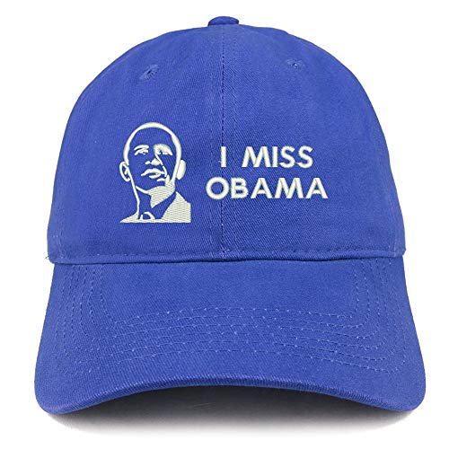 Trendy Apparel Shop I Miss Obama and Portrait Embroidered Brushed Cotton Cap