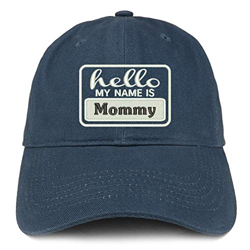 Trendy Apparel Shop Hello My Name is Mommy Soft Crown 100% Brushed Cotton Cap