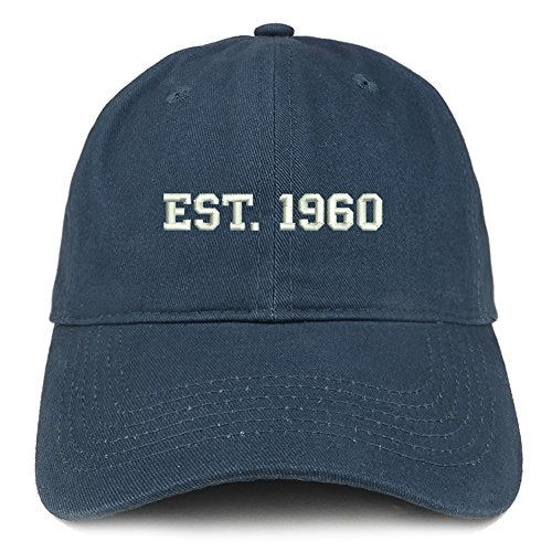 Trendy Apparel Shop EST 1960 Embroidered - 61st Birthday Gift Soft Cotton Baseball Cap