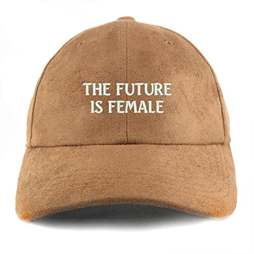 Trendy Apparel Shop The Future is Female Embroidered Faux Suede Leather Adjustable Cap