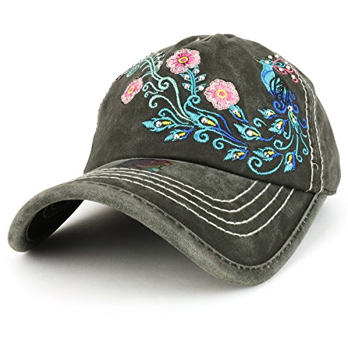 Trendy Apparel Shop Peacock Embroidered Stitch Multi Color Baseball Cap