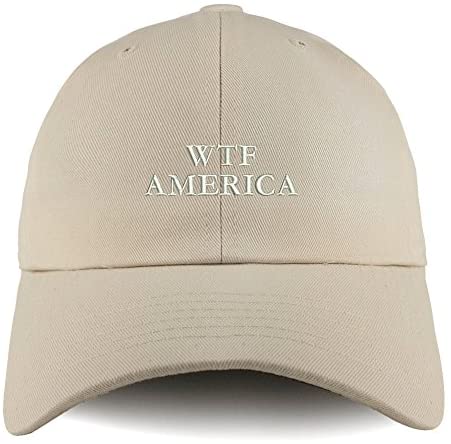 Trendy Apparel Shop WTF America Embroidered Low Profile Soft Cotton Dad Hat Cap