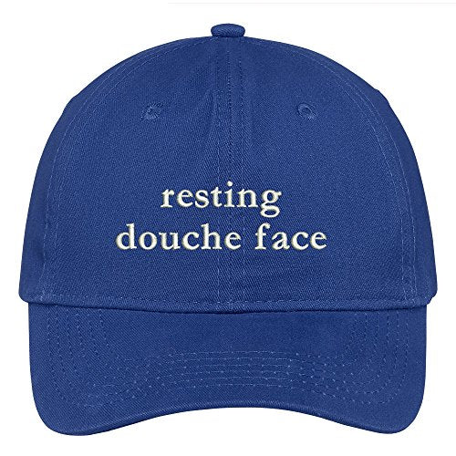Trendy Apparel Shop Resting Douche Face Embroidered Soft Crown 100% Brushed Cotton Cap