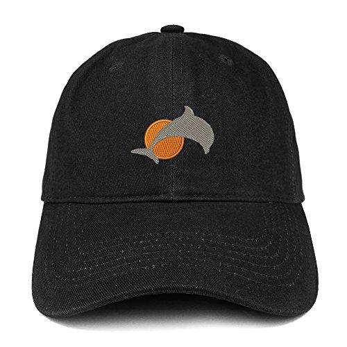 Trendy Apparel Shop Small Dolphin with Sun Quality Embroidered Low Profile Cotton Dad Hat Cap