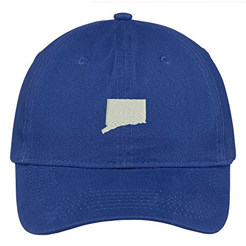 Trendy Apparel Shop Connecticut State Map Embroidered Low Profile Soft Cotton Brushed Baseball Cap