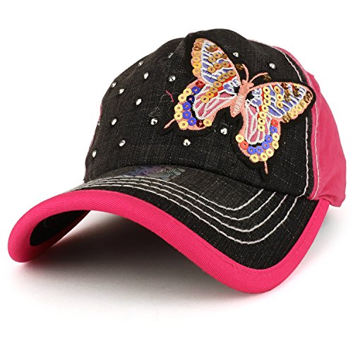 Trendy Apparel Shop Butterfly Embroidered Stitch Multi Color Baseball Cap